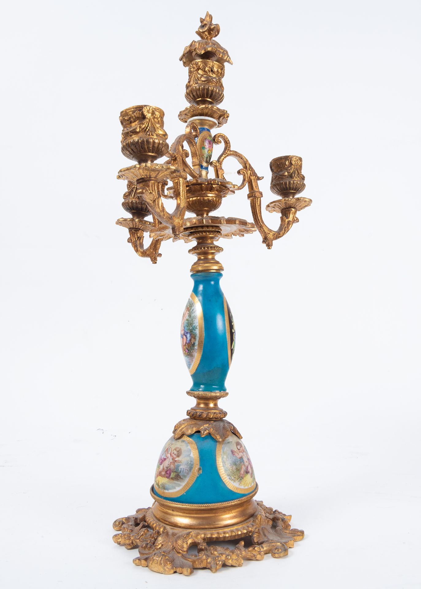 Pair of Candlesticks in Bronze and Old Paris porcelain, French school of the 19th century - Bild 9 aus 13