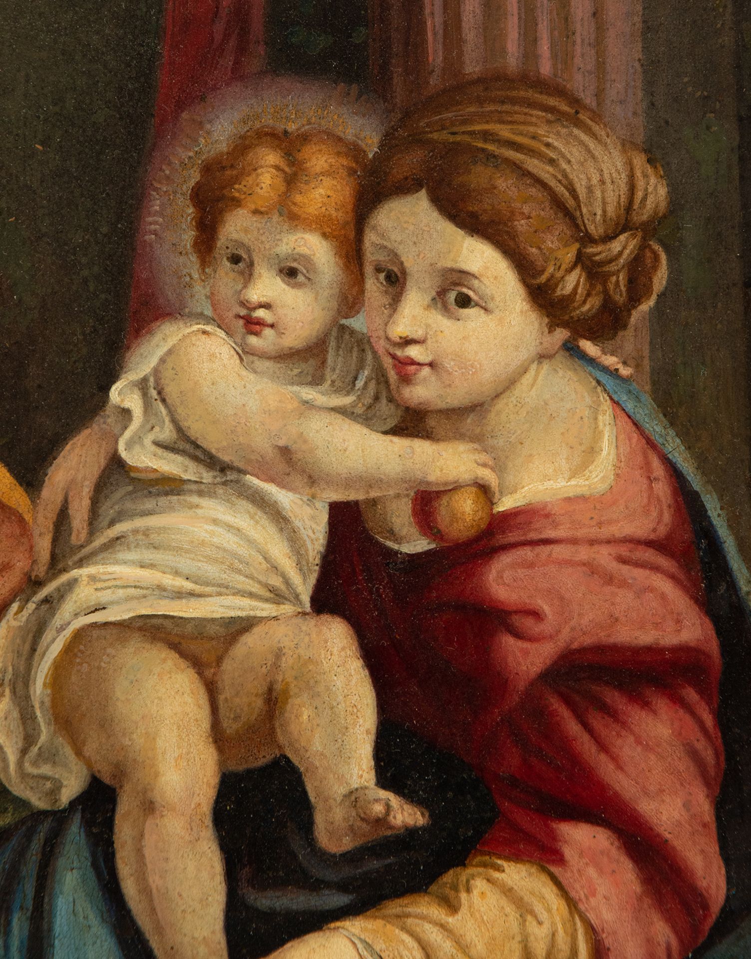 Holy family painted over metal, Italian school of the eighteenth century - Image 3 of 6