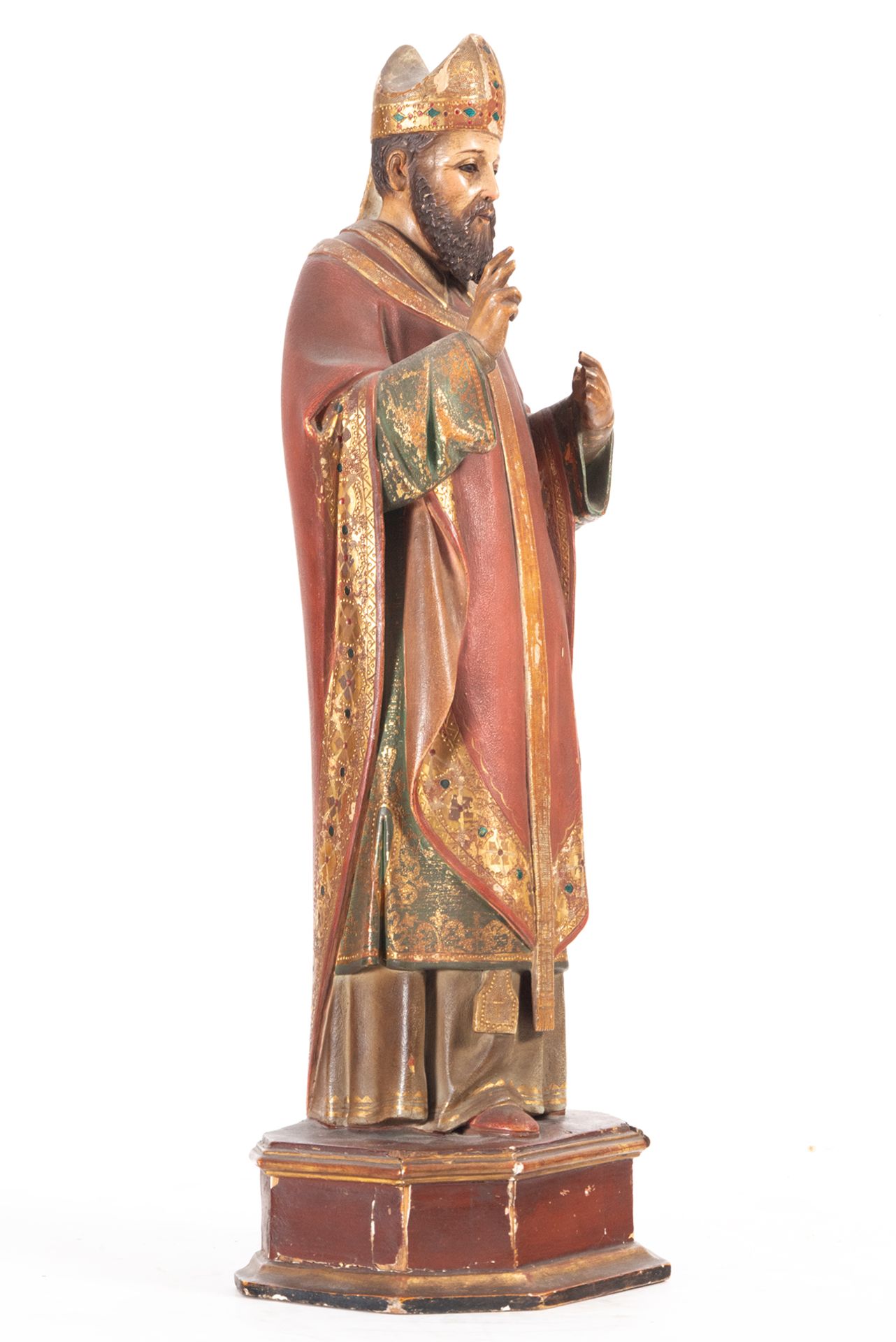 Saint Nicholas, polychrome wood carving, Olot, 19th century - Image 3 of 3