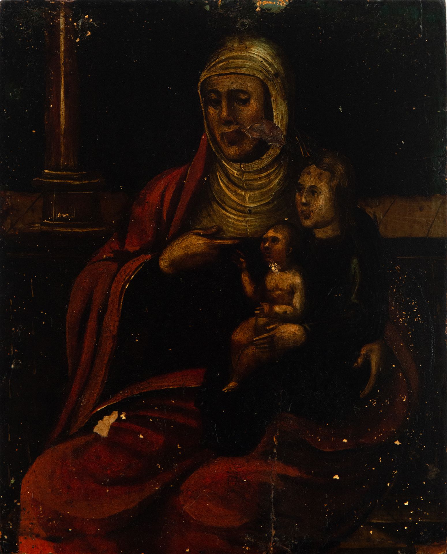 Virgin with Child and Saint John, Orthodox Icon of the 17th century