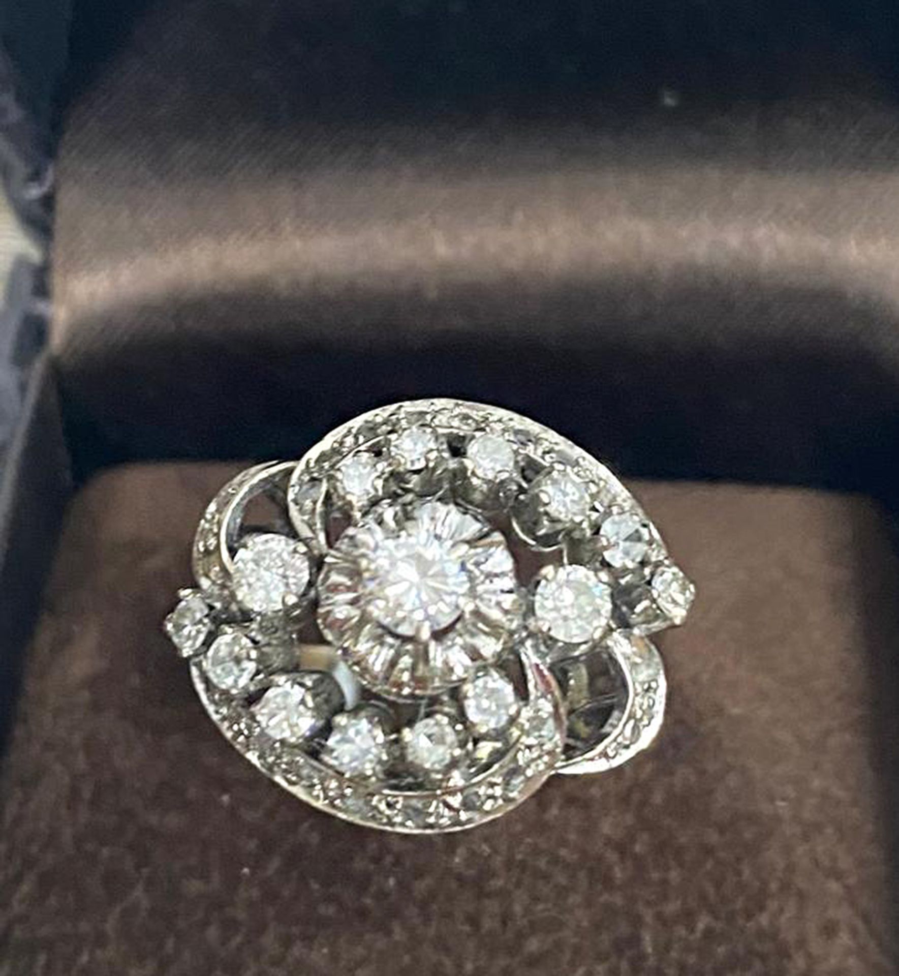 18k White Gold Ring with Transition Cut Diamonds