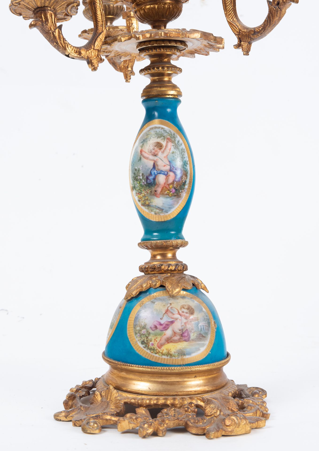 Pair of Candlesticks in Bronze and Old Paris porcelain, French school of the 19th century - Bild 8 aus 13