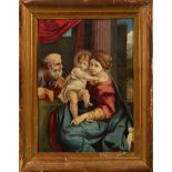 Holy family painted over metal, Italian school of the eighteenth century