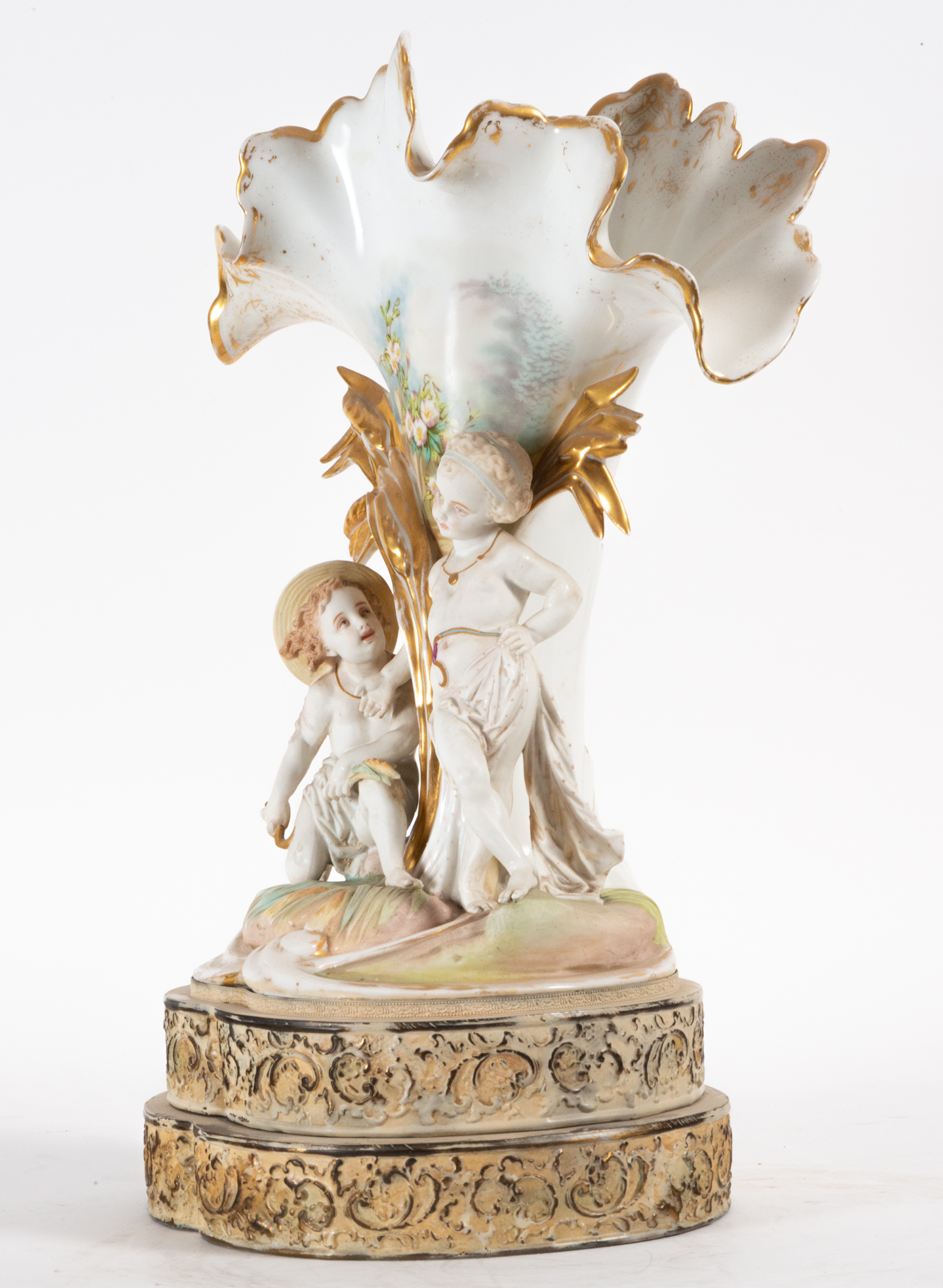 Pair of Vases with Little Shepherds in glazed biscuit porcelain, 19th century - Image 3 of 8