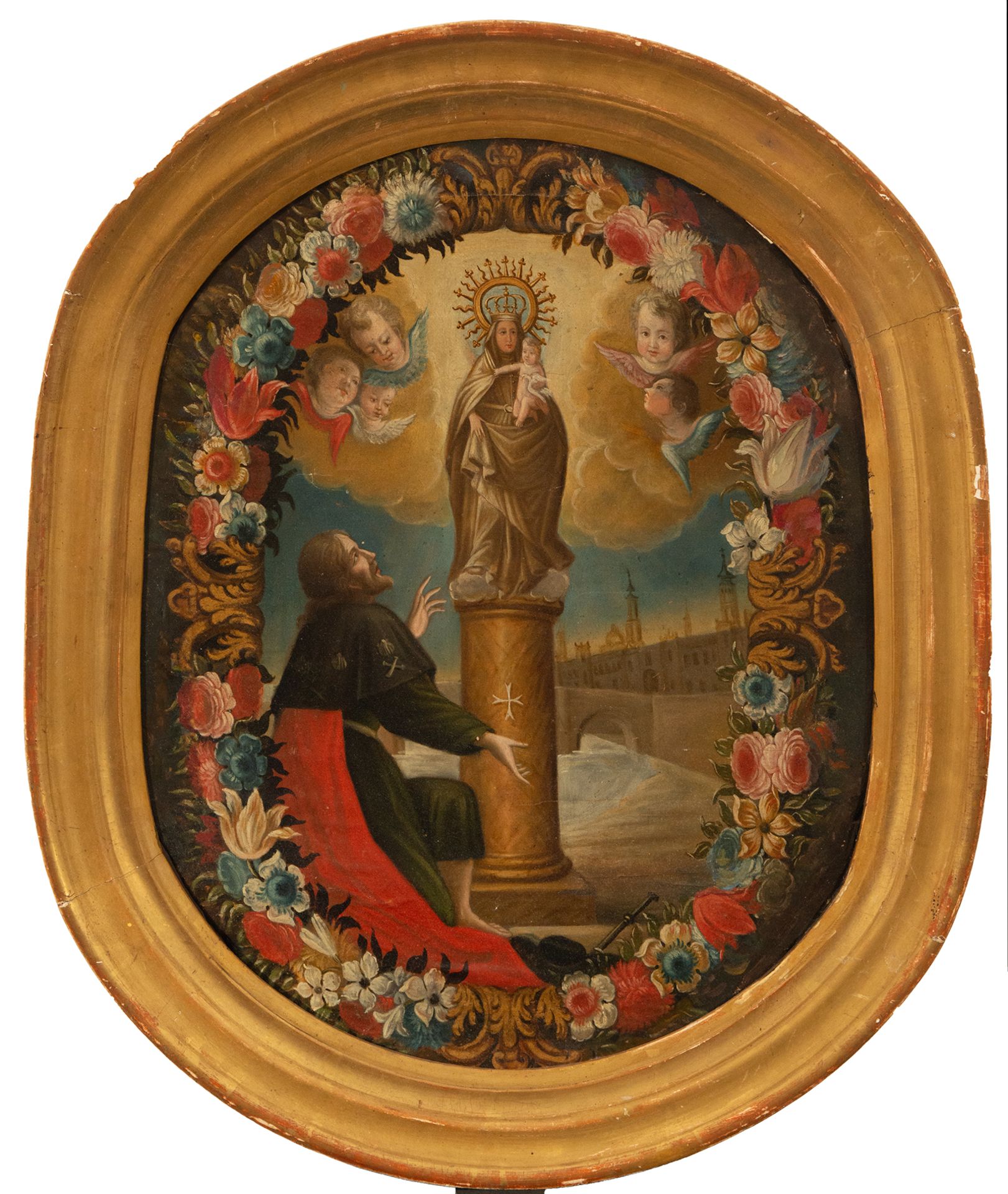 Santiago Ap—stol before the Virgen del Pilar, Spanish school of the 18th century