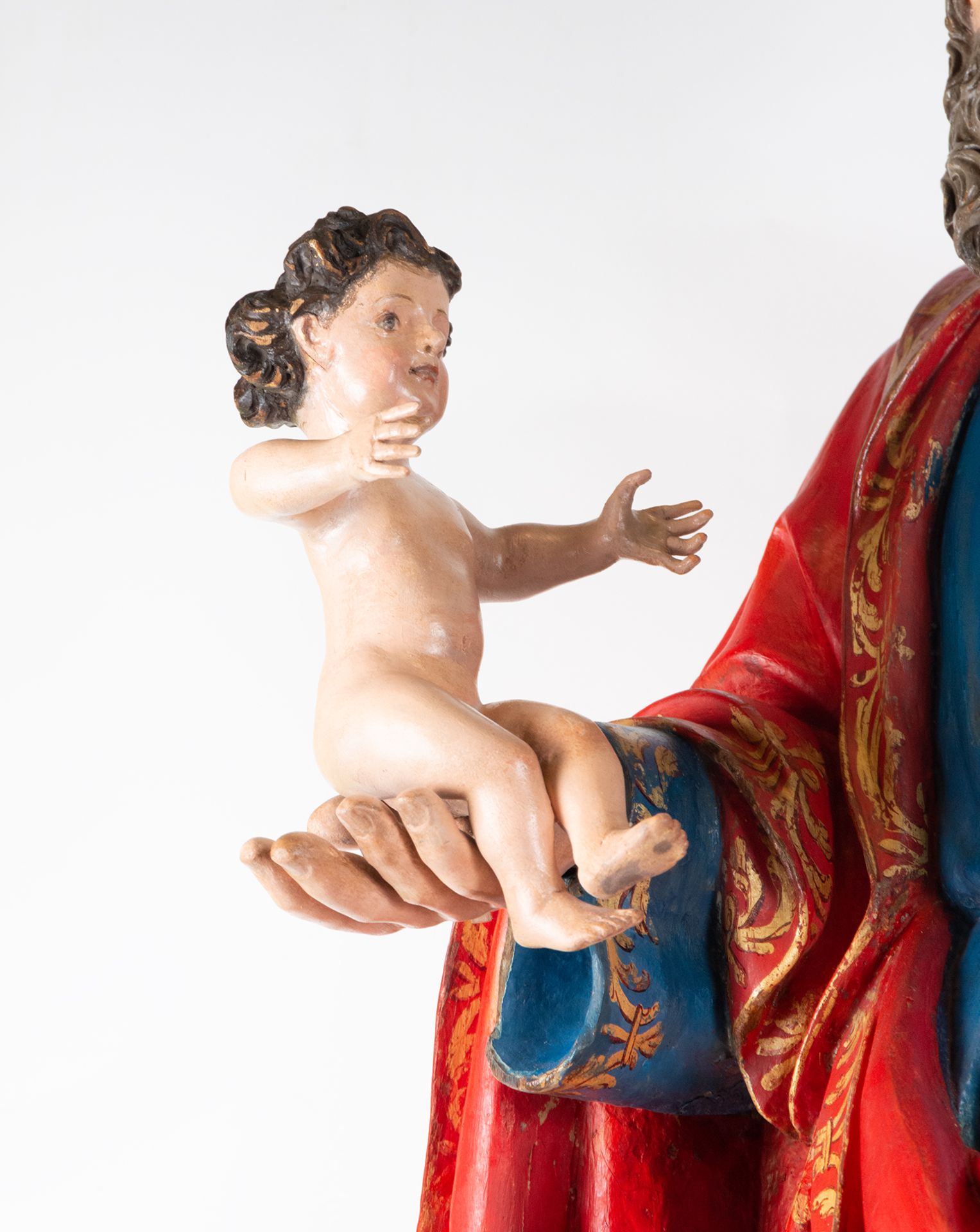 Spectacular Carving of Saint Joseph with the Child in Arms, school of JosŽ Laughing, Granada school  - Image 8 of 18