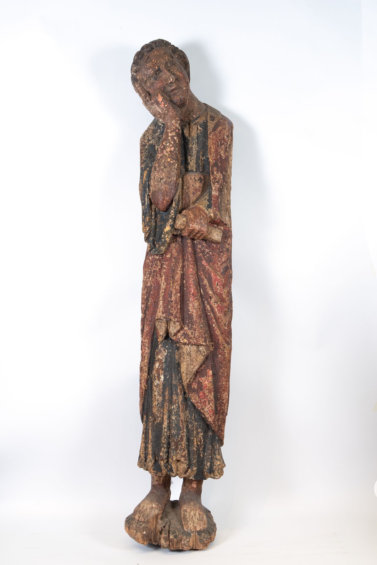 Pair of Large Romanesque Carvings representing Mary and Saint John the Evangelist, Romanesque School - Image 2 of 22