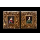 Pair of portraits on panel of Philip IV and Mary of Austria, Central European school of the 19th cen