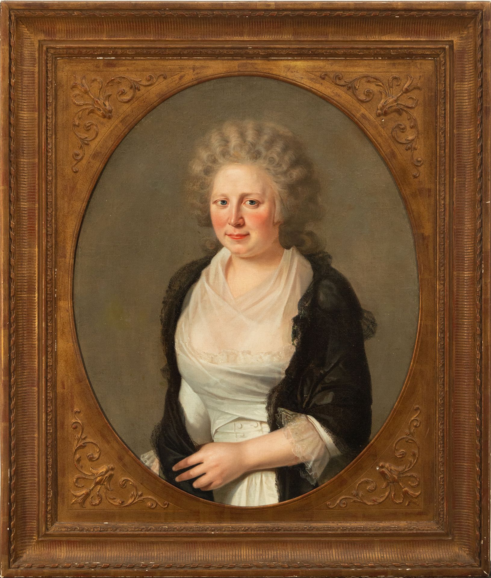 Important Oval Portrait of a Lady, French school of the 18th century