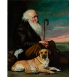 Old Man with Dog, Manuel Montoya, signed and dated 1994