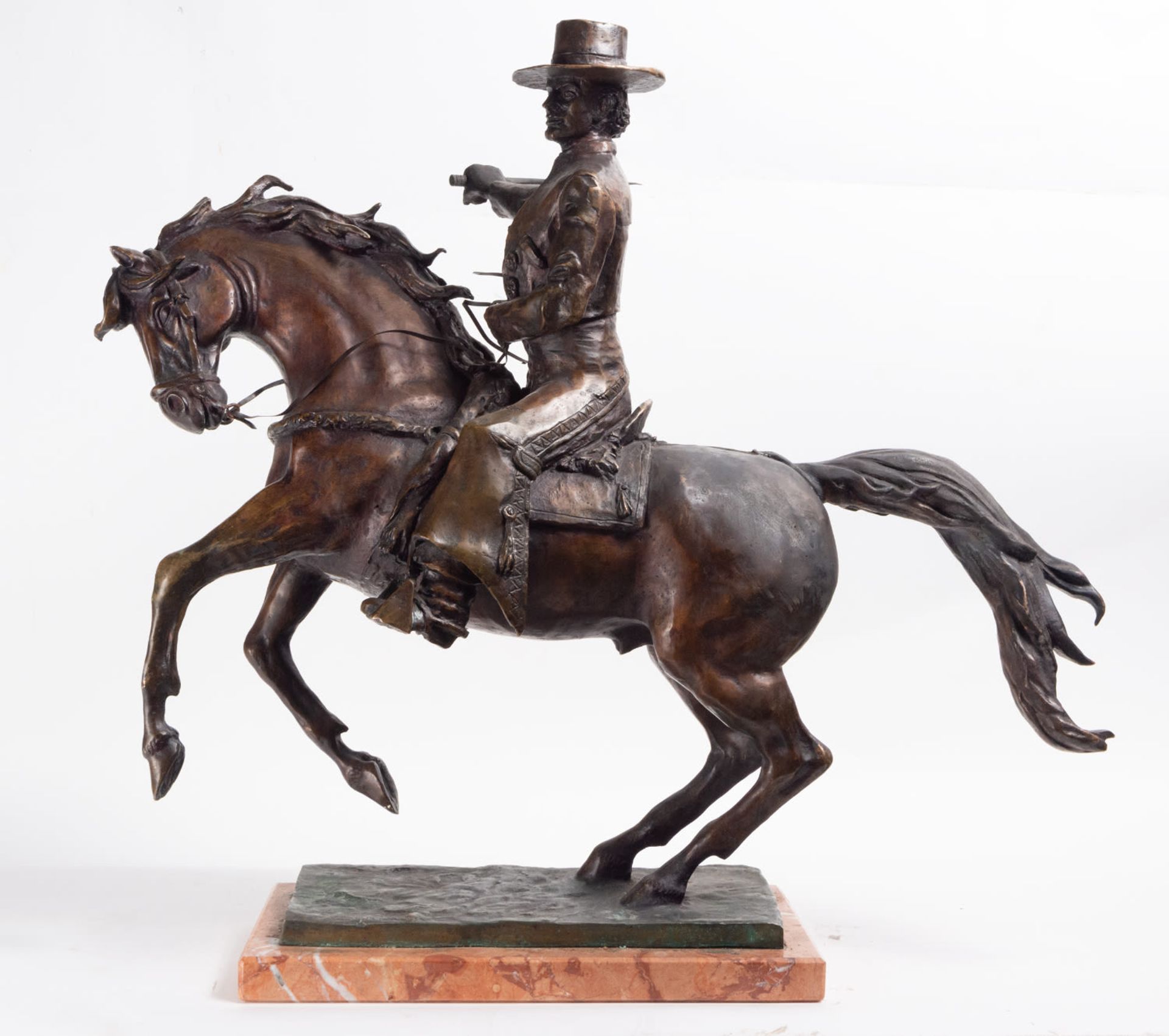 Portuguese "Rejoneador" in Bronze with Marble Base, signed Sanguino, 20th century - Image 2 of 5