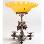 Art Deco centerpiece in silver-plated bronze representing Cherubs, French school of the 20th century