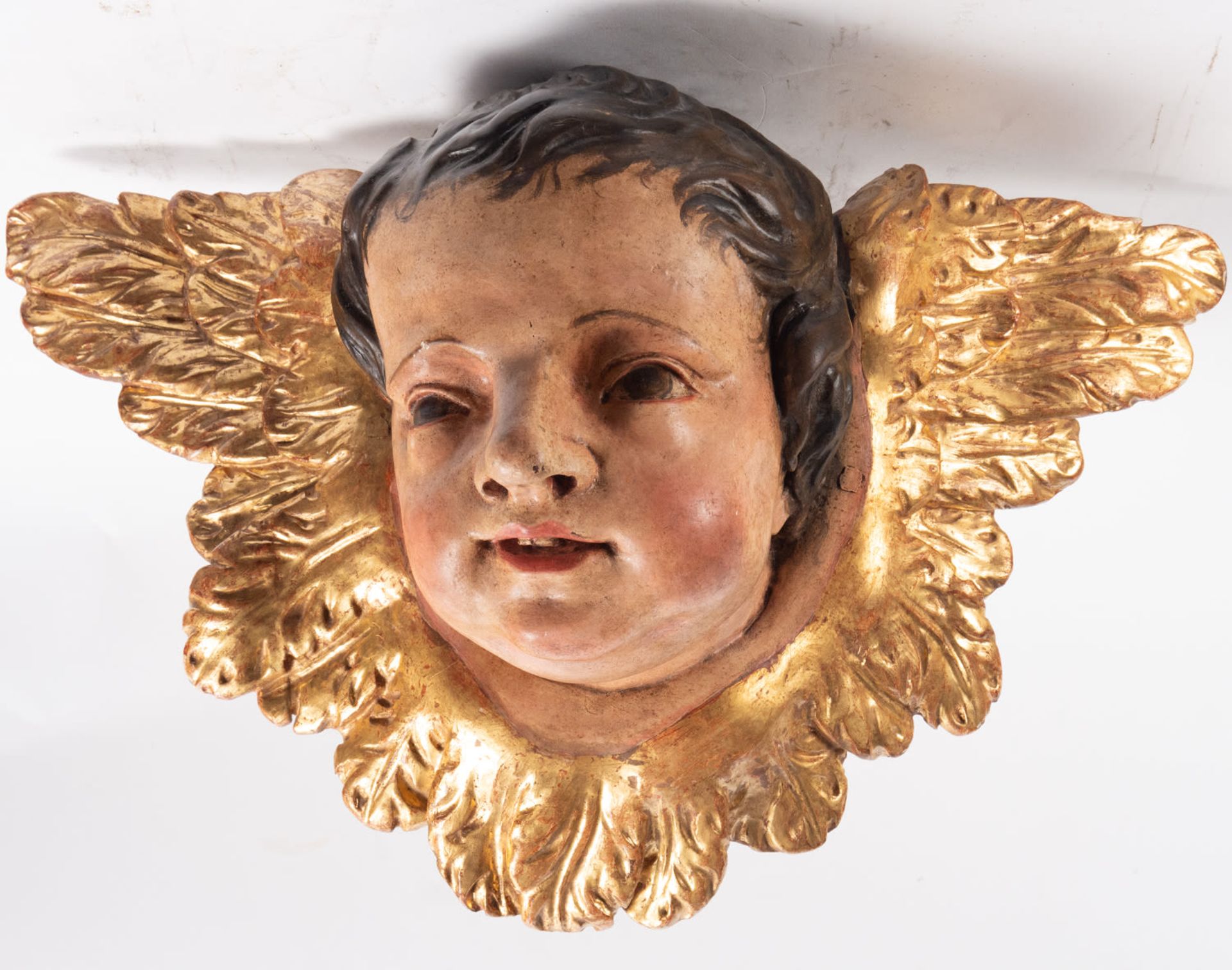 Exceptional Pair of Wall Cherubs Heads, Granada school from the 17th century - Image 4 of 6