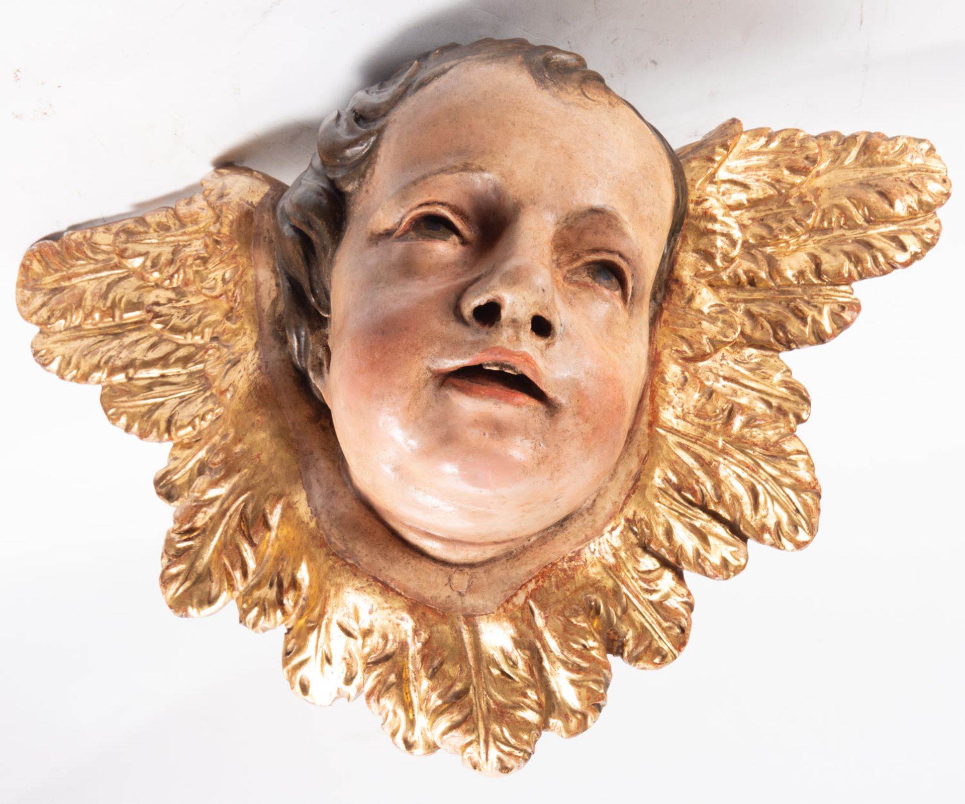 Exceptional Pair of Wall Cherubs Heads, Granada school from the 17th century - Image 3 of 6