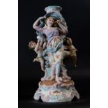 Group in German polychrome biscuit porcelain from the 19th century