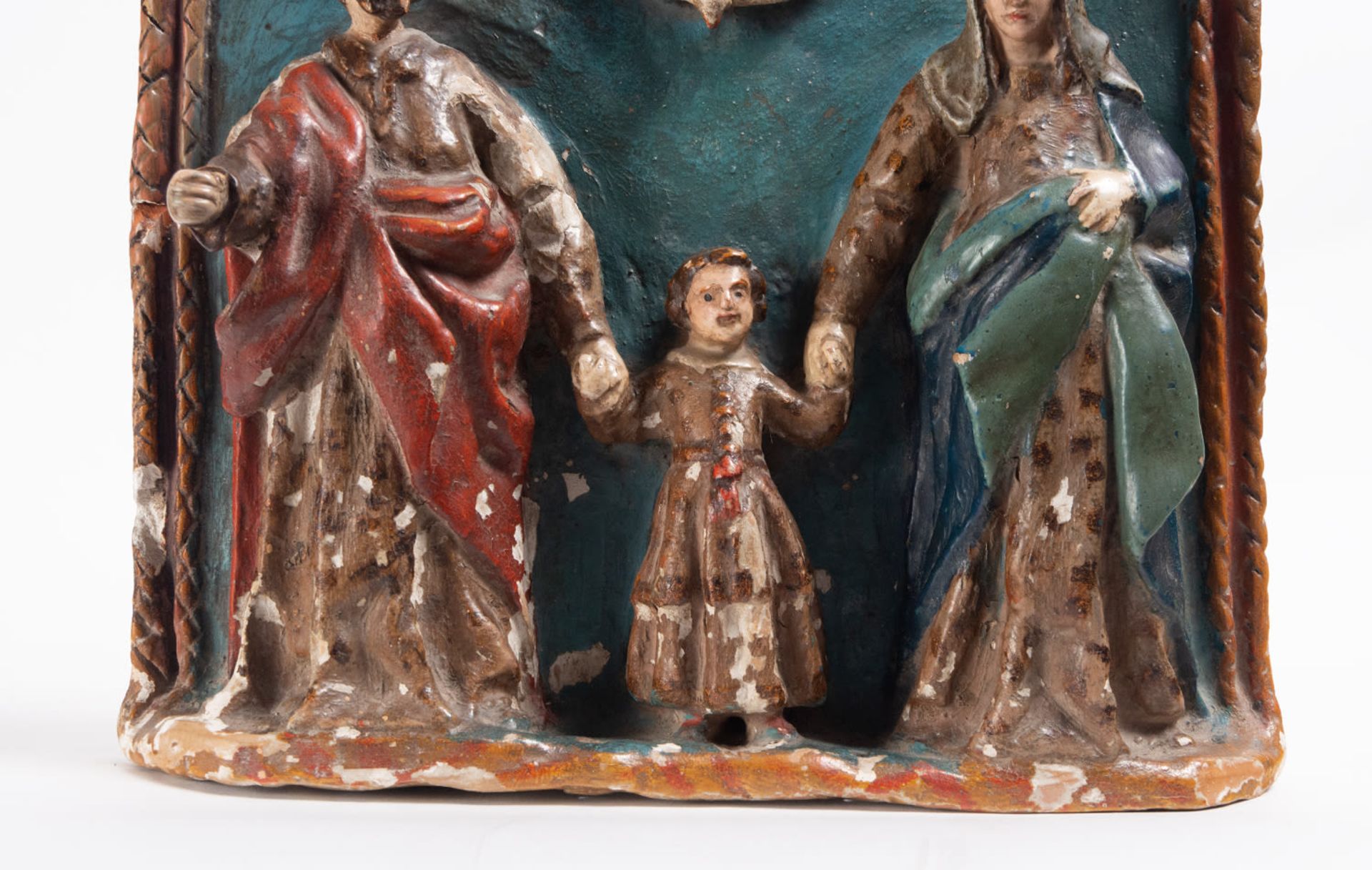 Holy Family in Terracotta relief, colonial school, 18th century - Image 6 of 7