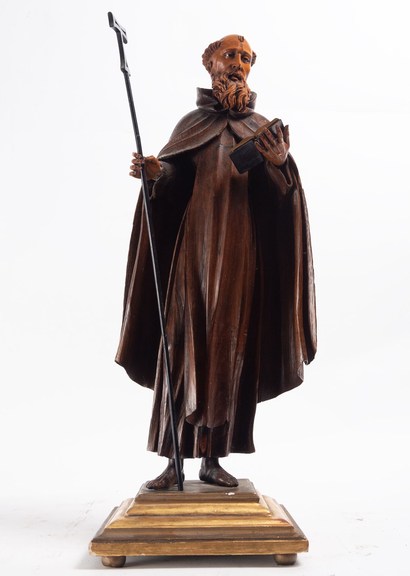 Saint Francis of Paula in Cedar Wood and Boxwood, Italian school of the 19th century