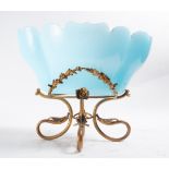 Art Nouveau centerpiece in gilt bronze and light blue opaline, 19th - 20th century