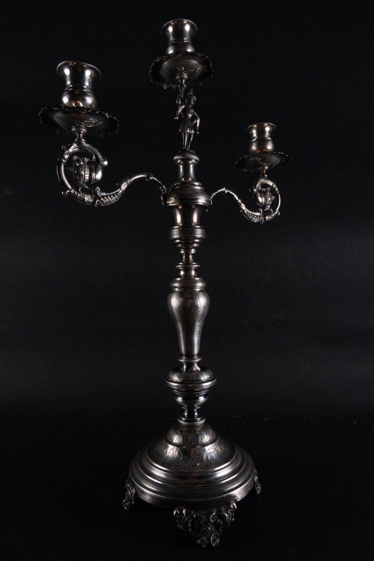 Pair of Important Fernandine Chandeliers in Sterling Silver, Barcelona hallmarks, early 19th century - Bild 9 aus 10