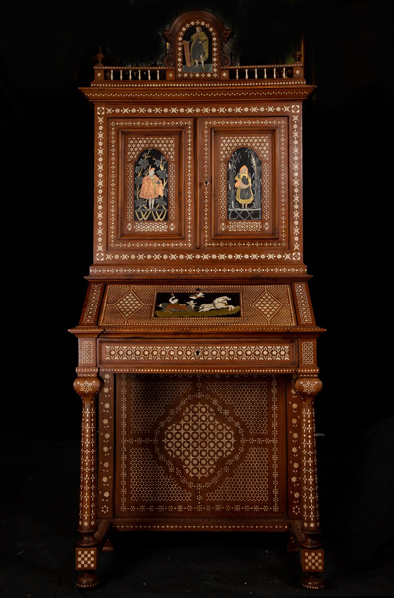 Piedmontese Cupboard in wood and Bone inlays, 19th century Italian work