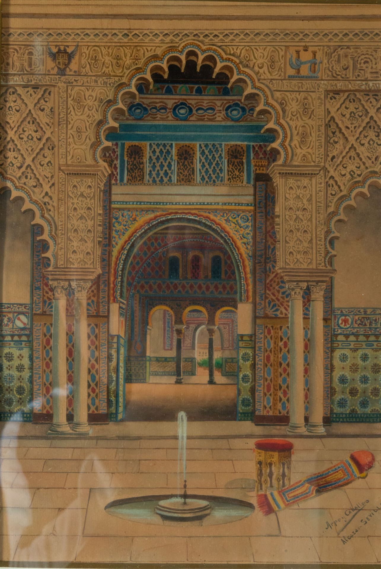 Courtyard of the Alc‡zar of Seville, Arpey Caballero, Spanish school of the 19th - 20th century - Image 5 of 6