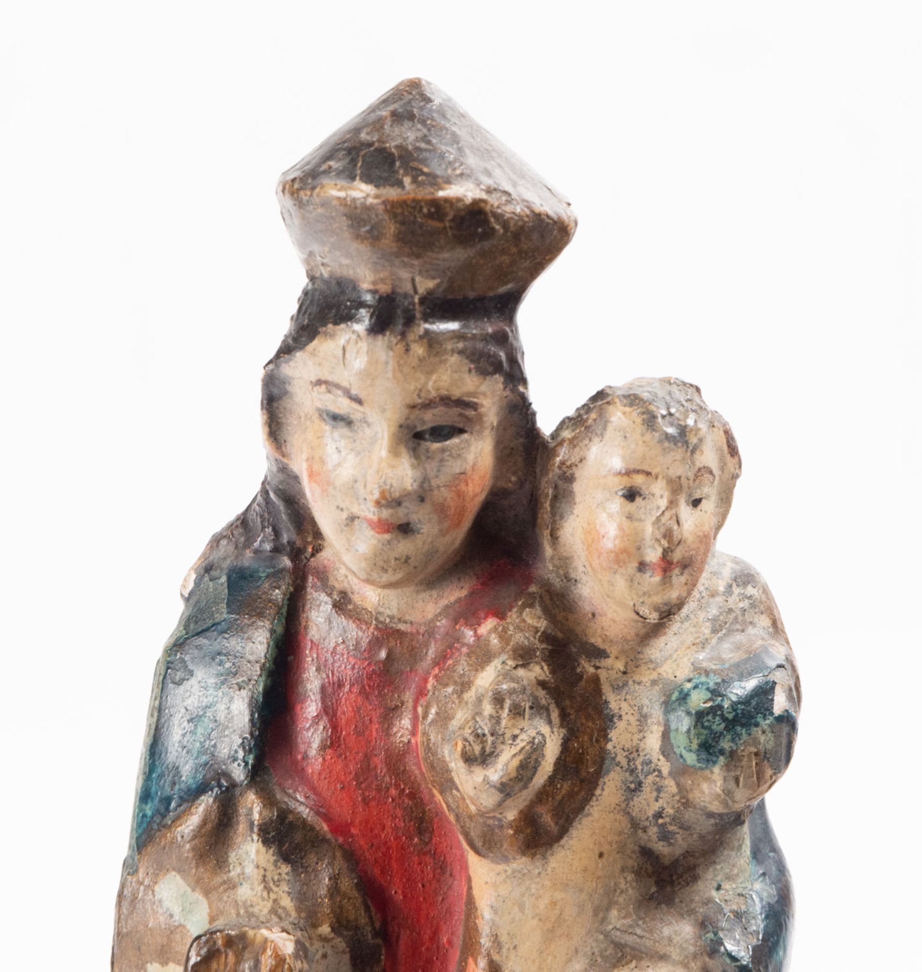 Virgin with Child in Polychrome Wood, Quito colonial school of the 18th century - Bild 3 aus 7