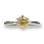 0.65k Orange Fancy Diamond Solitaire Ring in Platinum