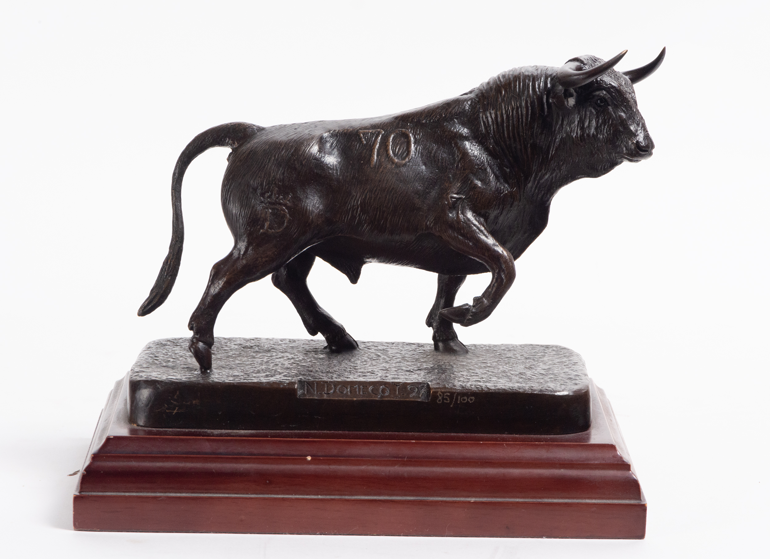 Domecq fighting bull in patinated bronze, 20th century