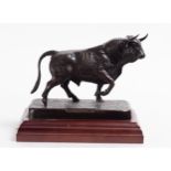 Domecq fighting bull in patinated bronze, 20th century
