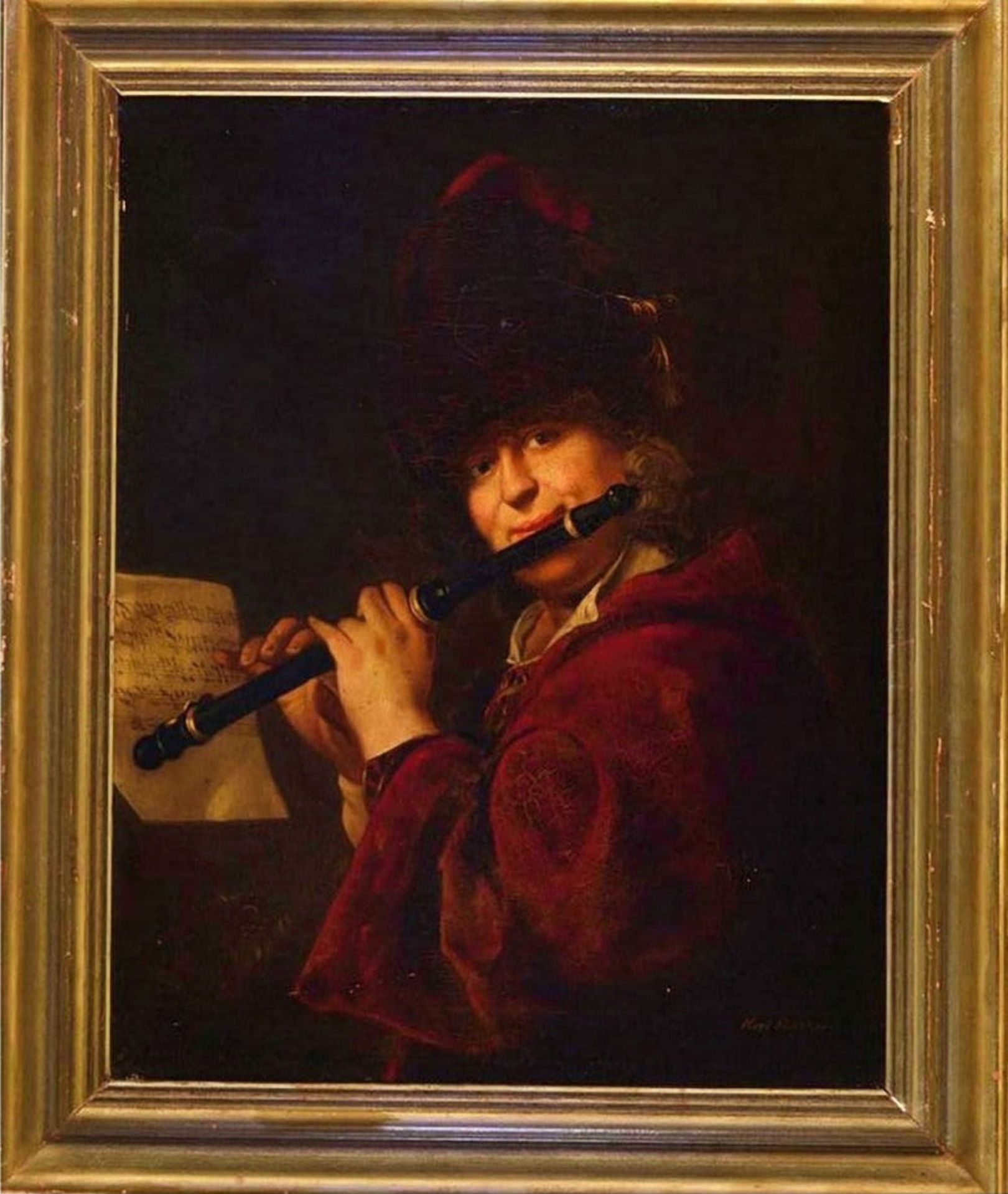 Flutist, Kark Richter, 19th century German school