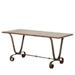 Rare and Exceptional Italian Art Nouveau table in wrought iron and Marble, Italian school from the 2