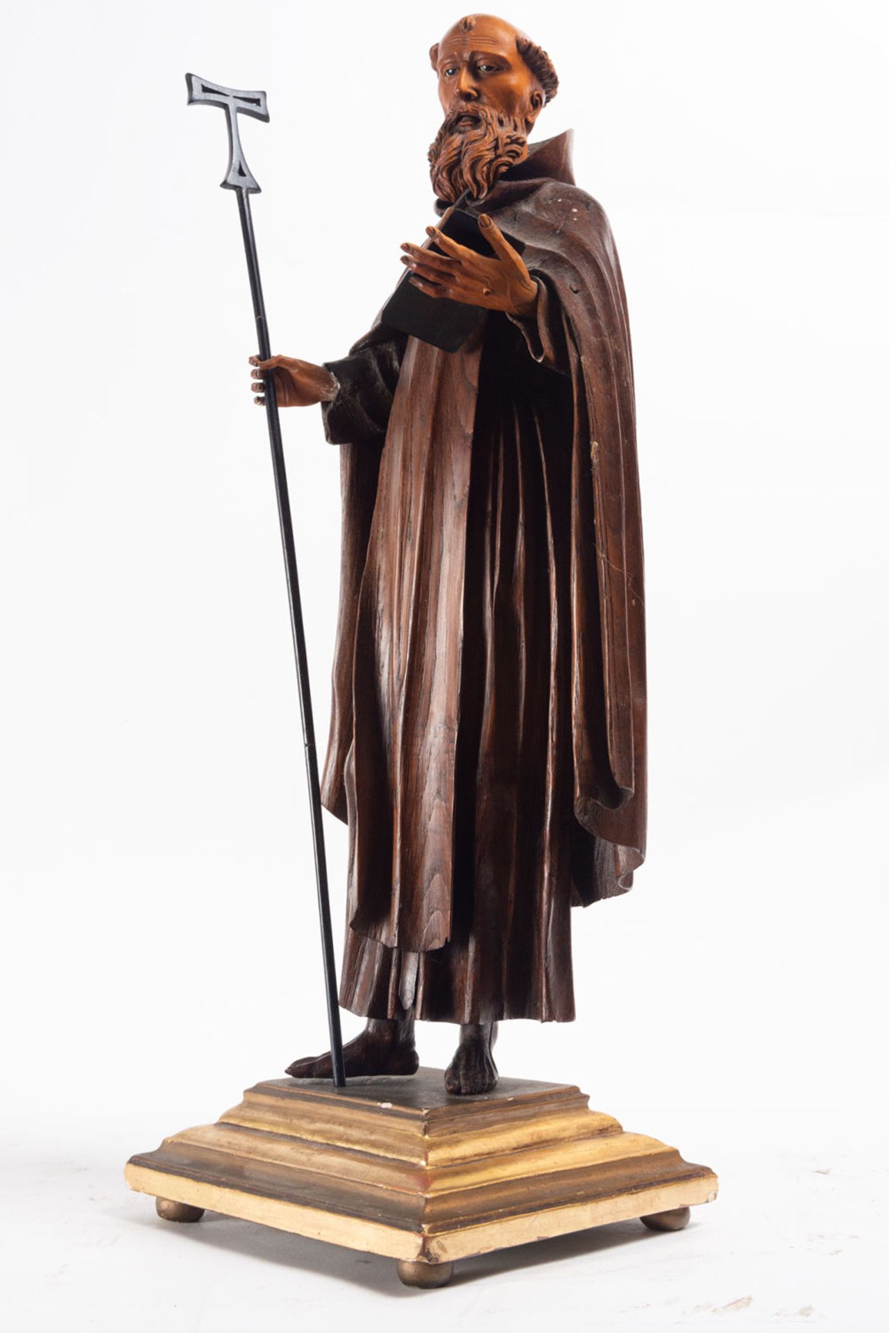 Saint Francis of Paula in Cedar Wood and Boxwood, Italian school of the 19th century - Image 3 of 5