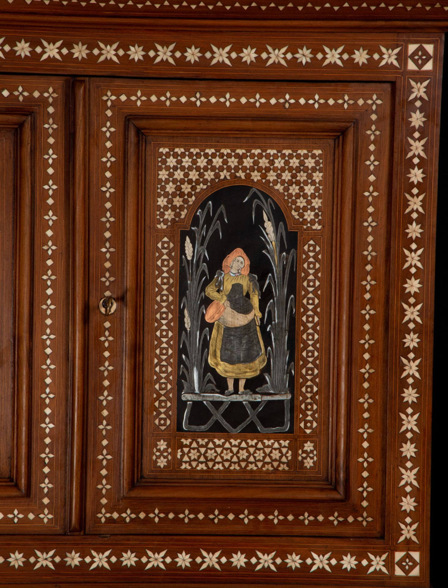 Piedmontese Cupboard in wood and Bone inlays, 19th century Italian work - Image 9 of 10