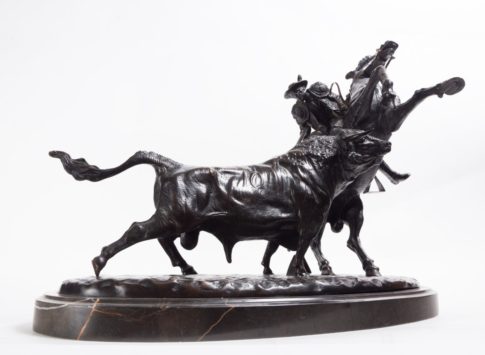 Picador with Bull in Patinated Bronze, 20th century - Image 3 of 5