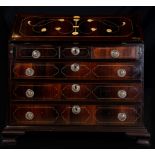 Drawing Chest with secretaire in Bone and Rosewood marquetry with Silver handles, Italy, 18th centur