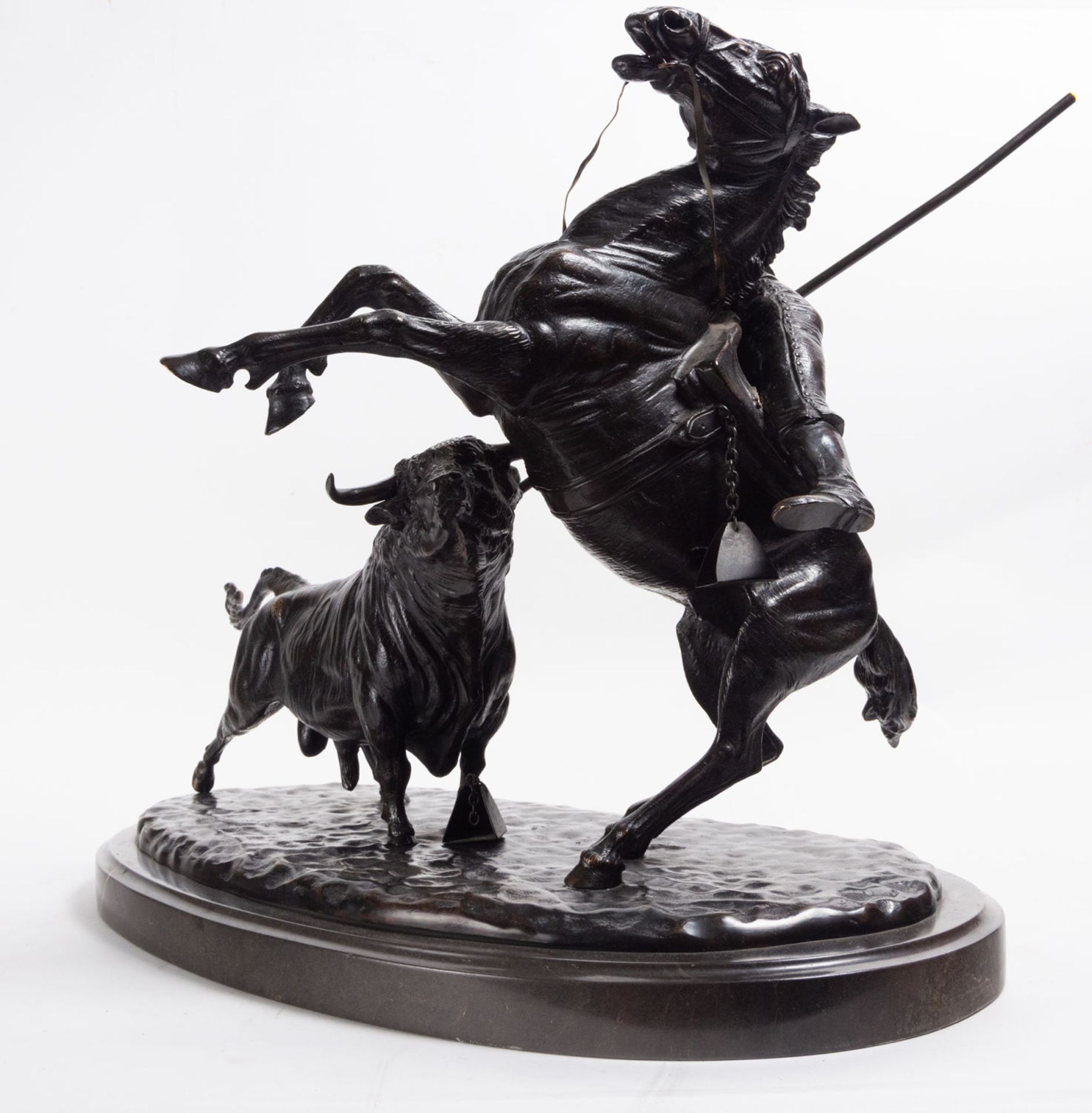 Picador with Bull in Patinated Bronze, 20th century - Image 4 of 5