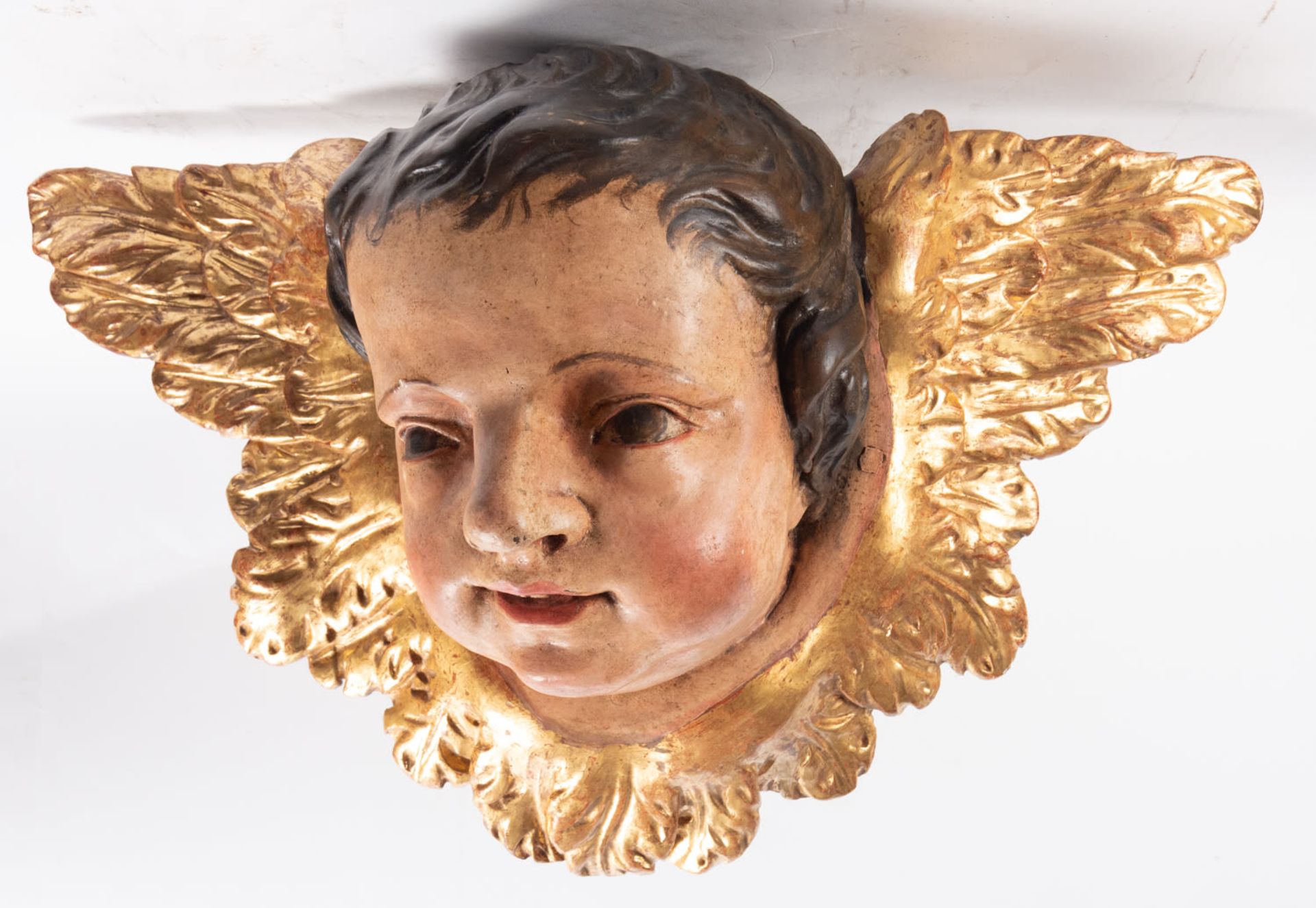 Exceptional Pair of Wall Cherubs Heads, Granada school from the 17th century - Image 5 of 6