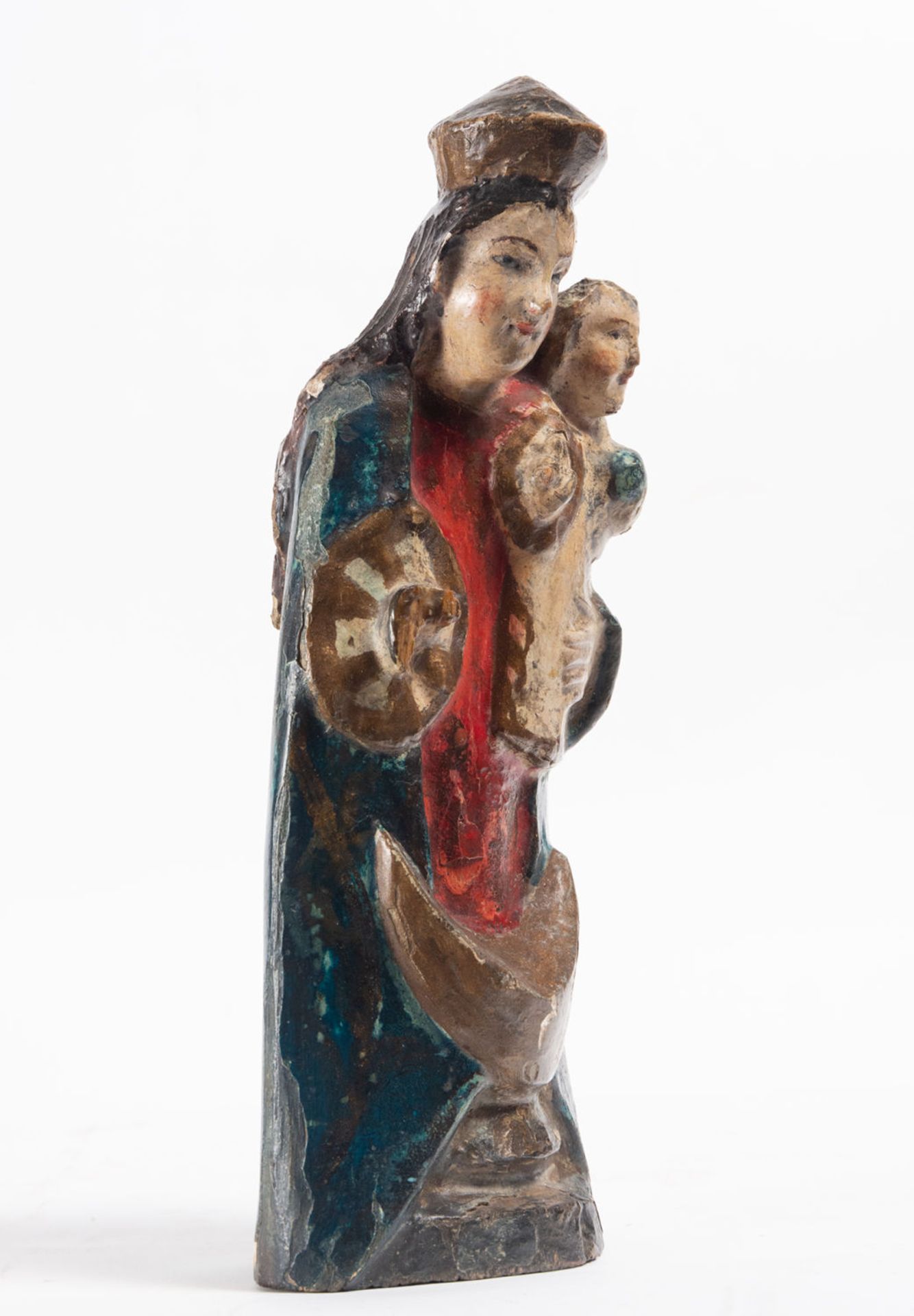 Virgin with Child in Polychrome Wood, Quito colonial school of the 18th century - Bild 5 aus 7