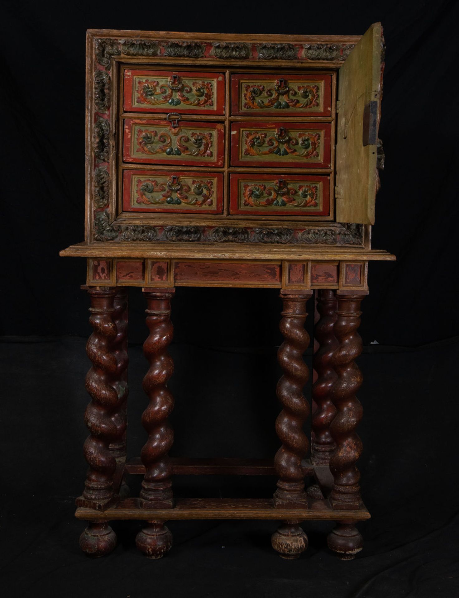 Important Mexican Colonial Cabinet in Polychrome Wood, New Spanish work from the 17th - 18th century - Bild 6 aus 9