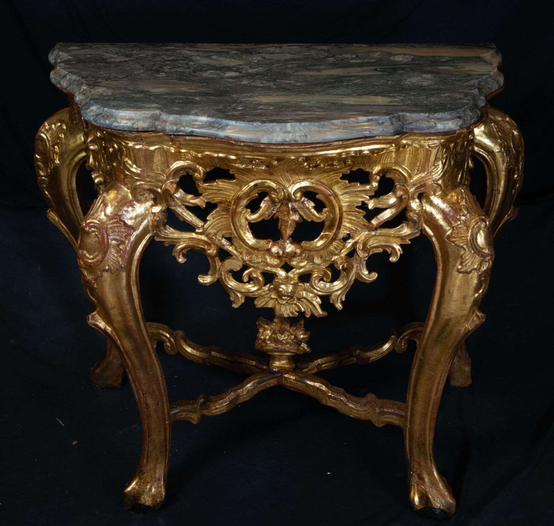 Elegant Italian Rococo Console with green marble top, Rome, 18th century - Bild 5 aus 8