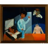 Puppets, abstract composition, Spanish school of the 20th century