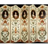 Exceptional Lot of 5 Panels for Boiserie painted on canvas and mounted on Screen, French Work of the