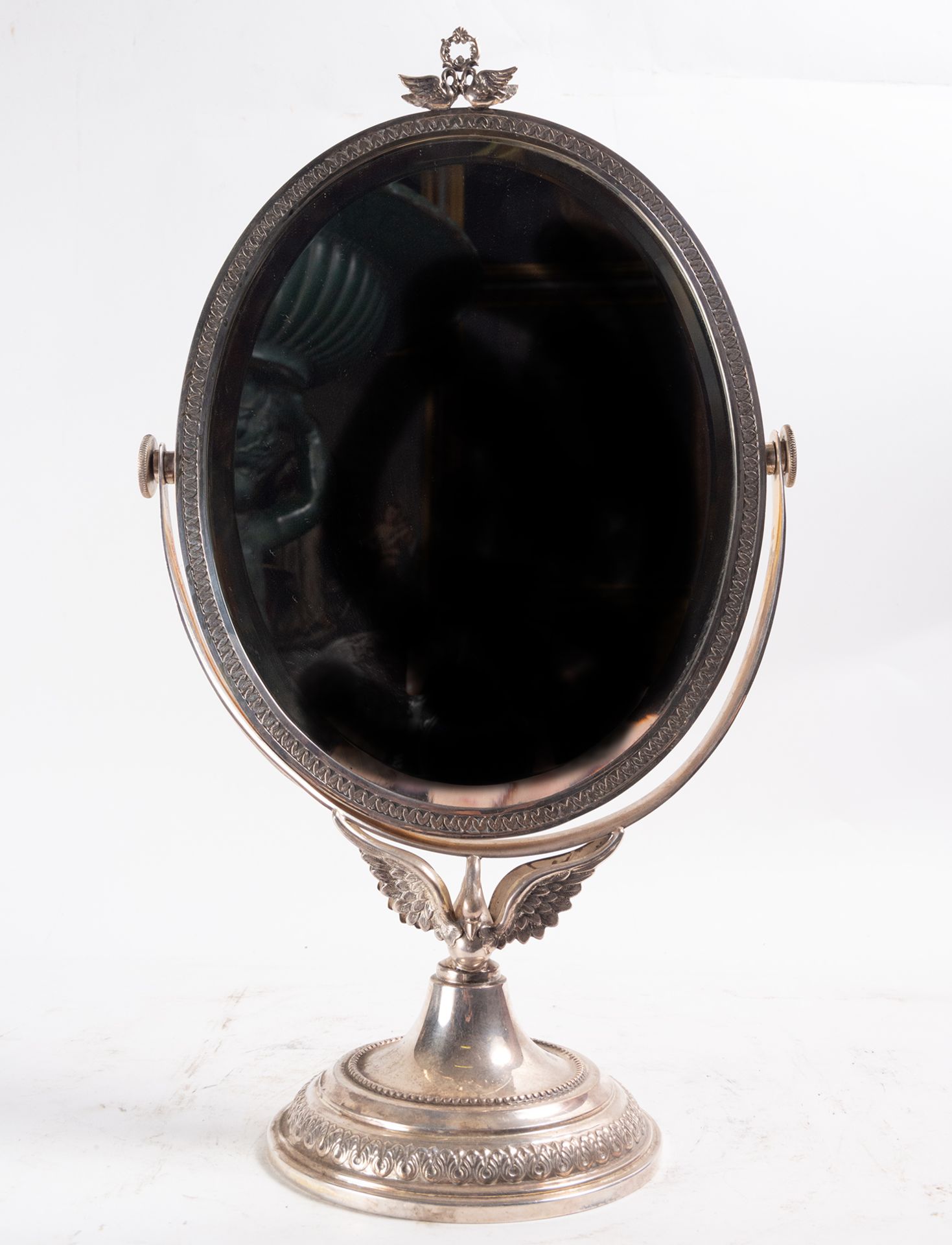 Empire style silver mirror, 19th century