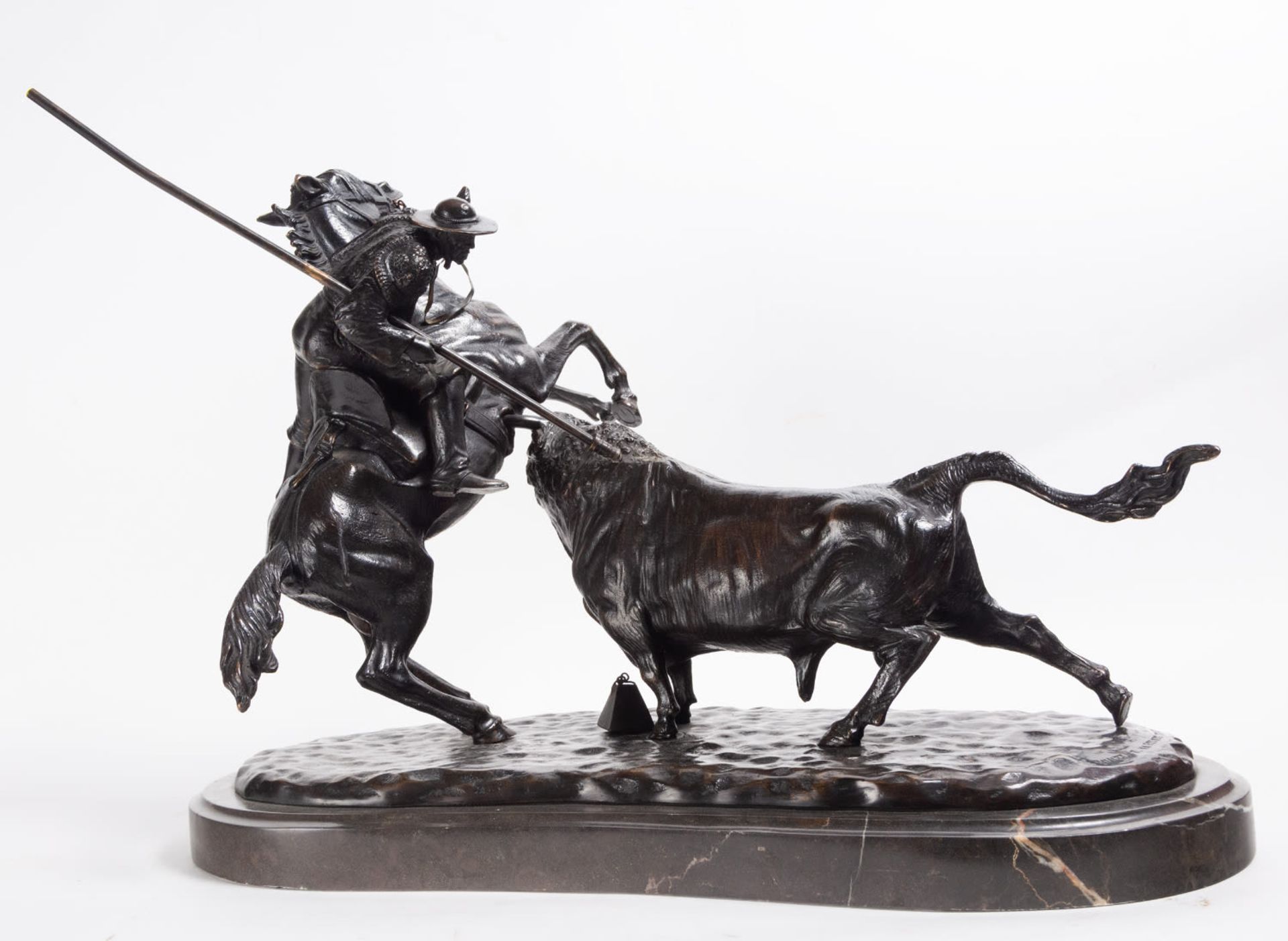 Picador with Bull in Patinated Bronze, 20th century - Bild 5 aus 5