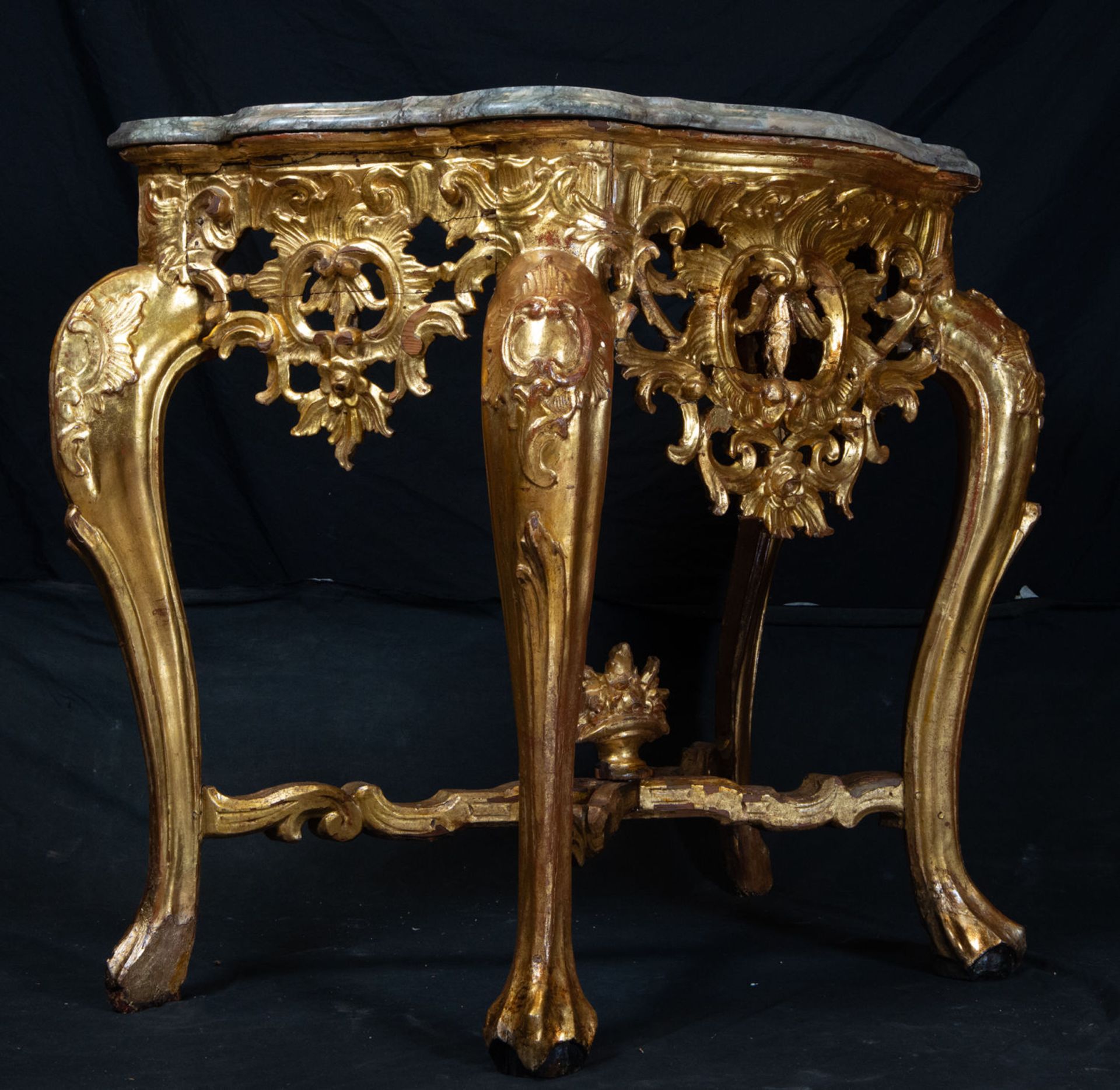 Elegant Italian Rococo Console with green marble top, Rome, 18th century - Bild 7 aus 8