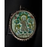 Oval Silver Reliquary with Baby Jesus hand painted on both sides, 17th century