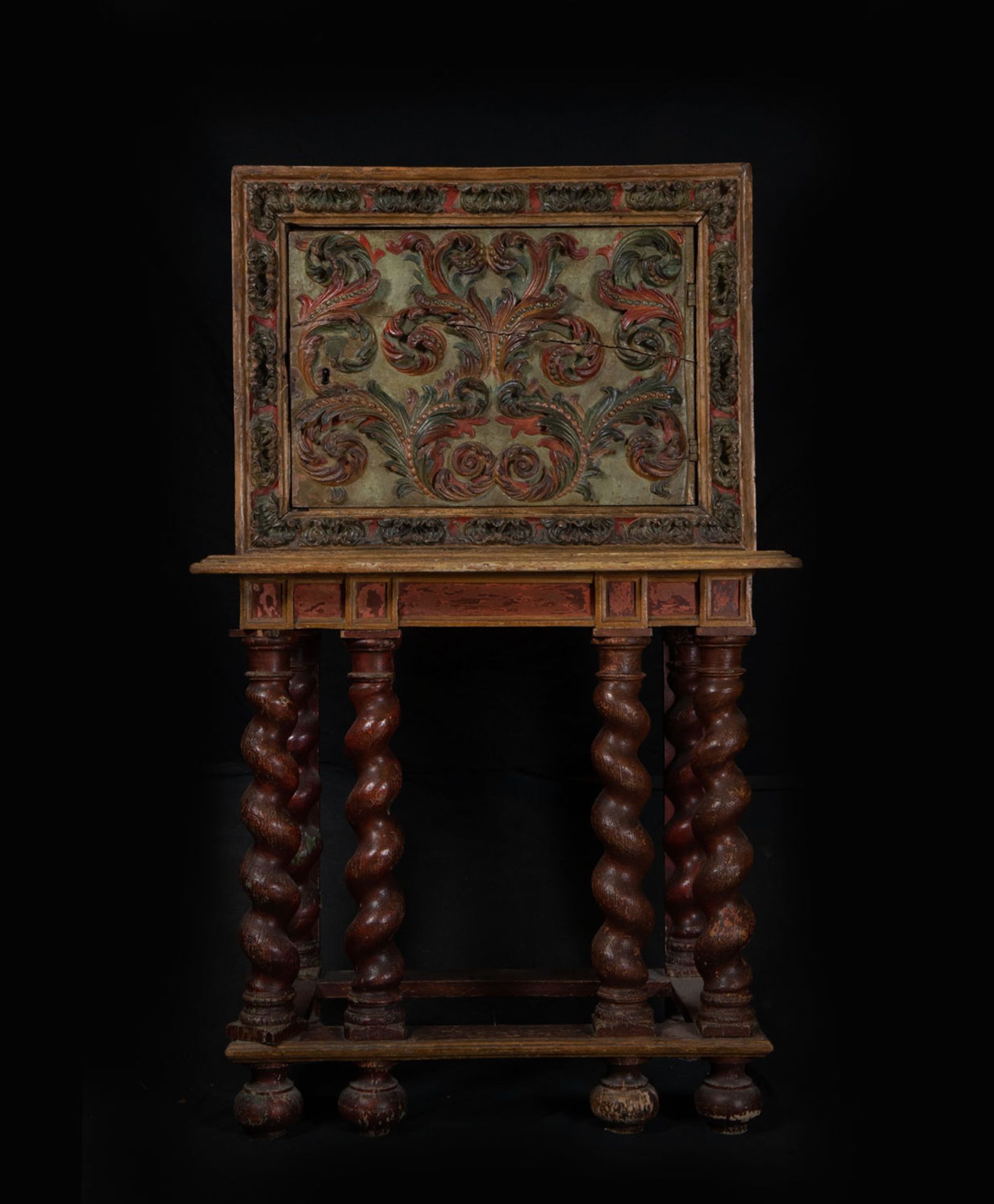 Important Mexican Colonial Cabinet in Polychrome Wood, New Spanish work from the 17th - 18th century - Bild 2 aus 9