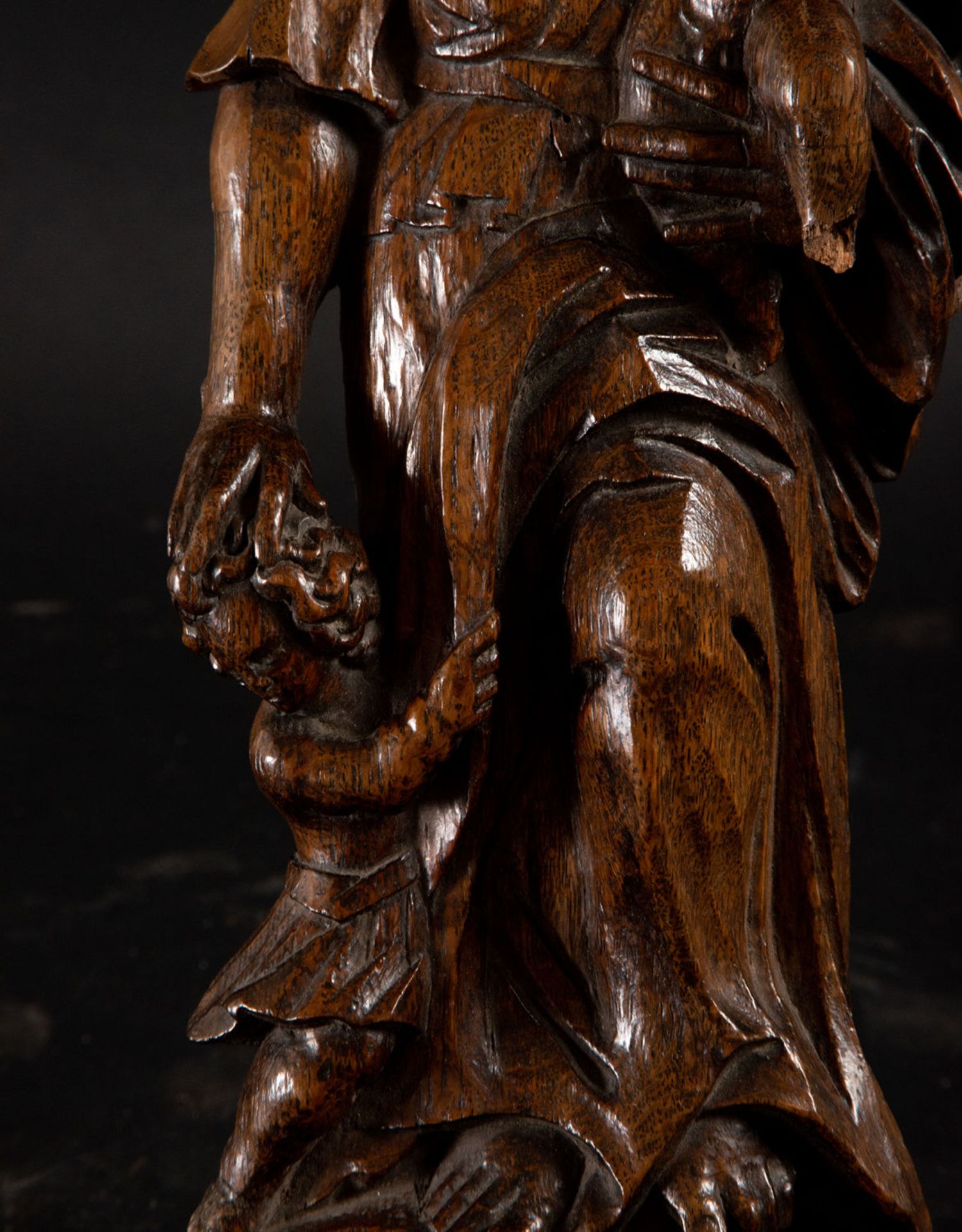 Important German Baroque Madonna and Child in Oak wood, Cologne, 16th - 17th centuries - Image 4 of 5