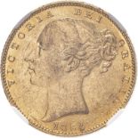 1854 Gold Sovereign WW incuse NGC MS 61 #6055712-025 (AGW=0.2355 oz.)