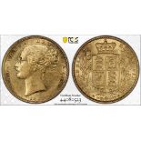 1855 Gold Sovereign WW incuse PCGS AU55 #44080523 (AGW=0.2355 oz.)